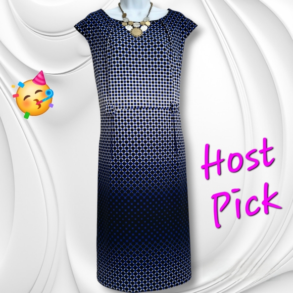 ILE New York Dress Size 16 Polka Dot Navy Black White - Picture 1 of 14